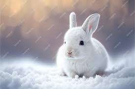 Premium Photo | Cute white rabbit in the snow photorealistic illustration ai generated