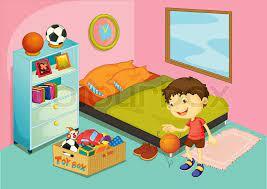 Boy in his bedroom | Stock vector | Colourbox