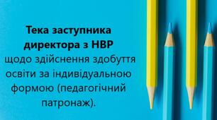 Матеріали для заступника директора зНВР щодо організації індивідуального навчання (педагогічний патронаж)