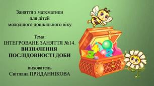 Інтегроване заняття : ЗАНЯТТЯ 14. ВИЗНАЧЕННЯ ПОСЛІДОВНОСТІ  ЧАСТИН ДОБИ
