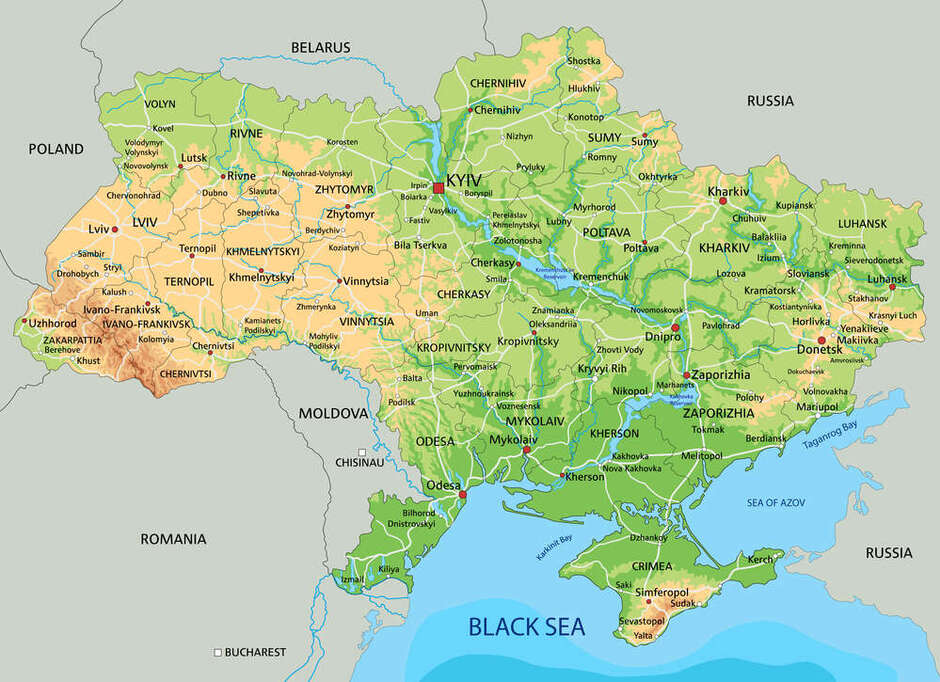 Купити картину-постер "Загальна фізична карта України" з доставкою недорого | Інтернет-магазин "АртПостер"