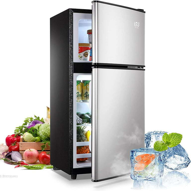 3.5cu.ft Compact Refrigerator Mini Fridge with Freezer, Krib Bling Small Refrigerator with 2 Door, Silver - Walmart.com