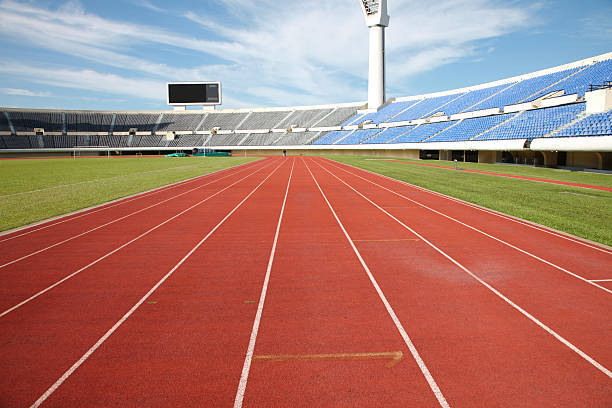 Track And Field Training Lanes Stock Photo - Download Image Now - Running Track, Sports Track, Track And Field - iStock