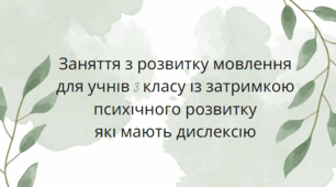Заняття з розвитку мовлення для учнів 3 класу із затримкою психічного розвитку, які мають дислексію