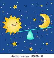 Day Spring Equinox Cartoon Sun Moon Stock Vector (Royalty Free) 1903646947 | Shutterstock