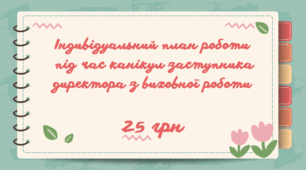 Індивідуальний план роботи   під час канікул заступника директора з виховної роботи