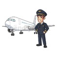 Airline Pilot Passenger Plane Cartoon Clipart Vector - FriendlyStock