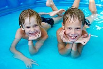 Kids in pool stock image. Image of cute, sister, splash - 20337749