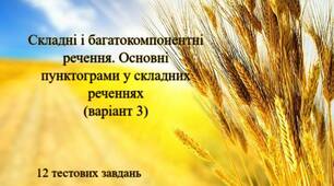Складні і багатокомпонентні речення. Основні пунктограми у складних реченнях (ВАРІАНТ 3)