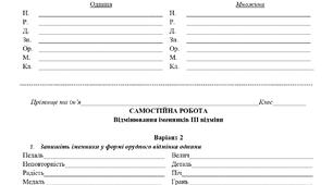 6 клас. Самостійна робота. Відмінювання іменників ІІІ відміни