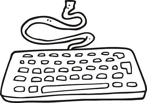 Black And White Cartoon Computer Keyboard Stock Clipart | Royalty-Free | FreeImages