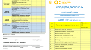 Свідоцтво досягнень учня/учениці 6 кл. НУШ