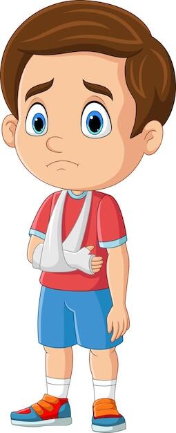 Premium Vector | Cartoon little boy with broken arm