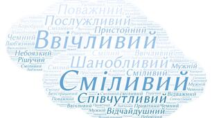 Хмара слів "Синоніми до слів"сміливий" і "ввічливий""