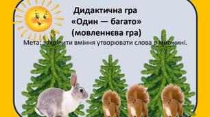 Дидактична гра «Один — багато» (мовленнєва гра)