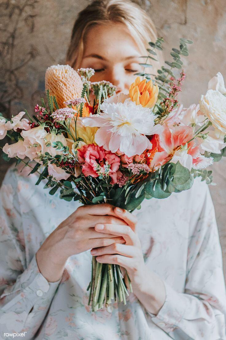 Woman holding a bouquet of flowers | premium image by rawpixel.com / Jira | Flowers photography, Flower photoshoot, Girls with flowers
