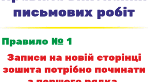 Оформлення класної кімнати. Таблиця "Правила виконання письмових робіт"