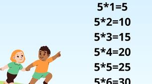 Таблиця множення на 5.