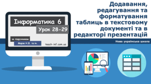 Додавання, редагування та форматування таблиць в текстовому документі та в редакторі презентацій