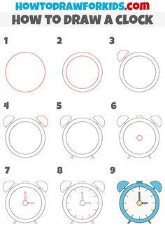 Пін може містити: how to draw a cartoon alarm clock step by step drawing instructions for kids and beginners