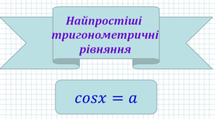 Найпростіші тригонометричні рівняння  cosx=a