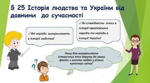 Презентація для 5 класу "25. Історія людства  та України від давнини   до сучасності"